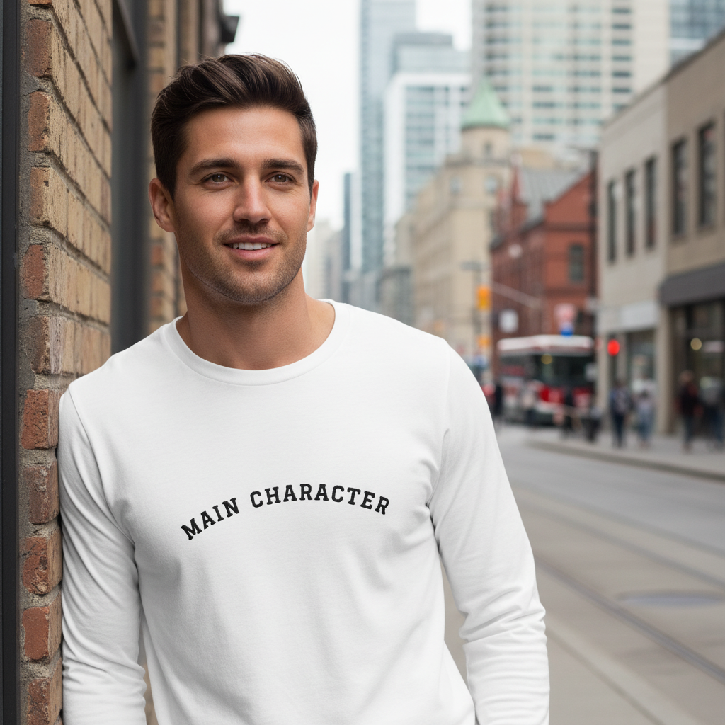 MAIN CHARACTER | White Long Sleeve, Black Embroidery