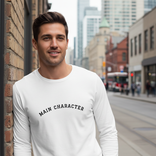 MAIN CHARACTER | White Long Sleeve, Black Embroidery