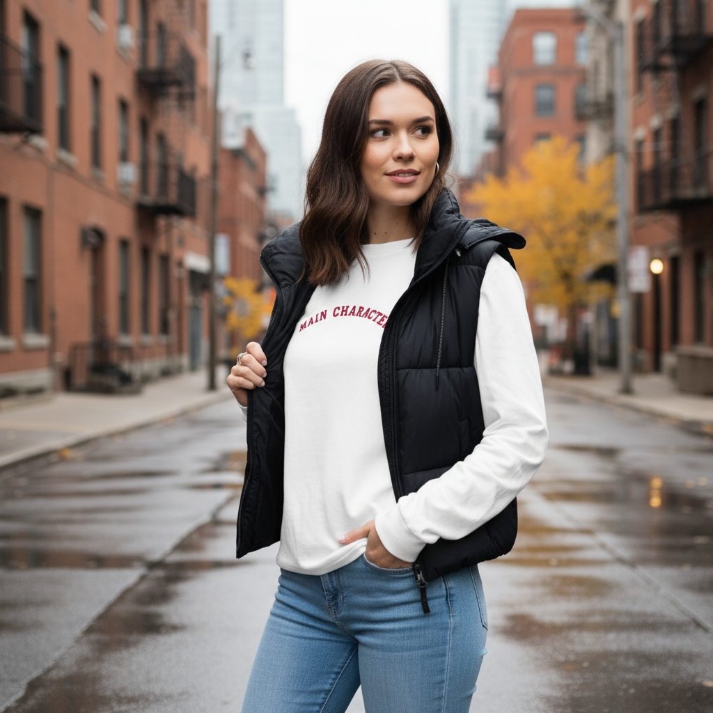 MAIN CHARACTER | White Long Sleeve, Pink Embroidery