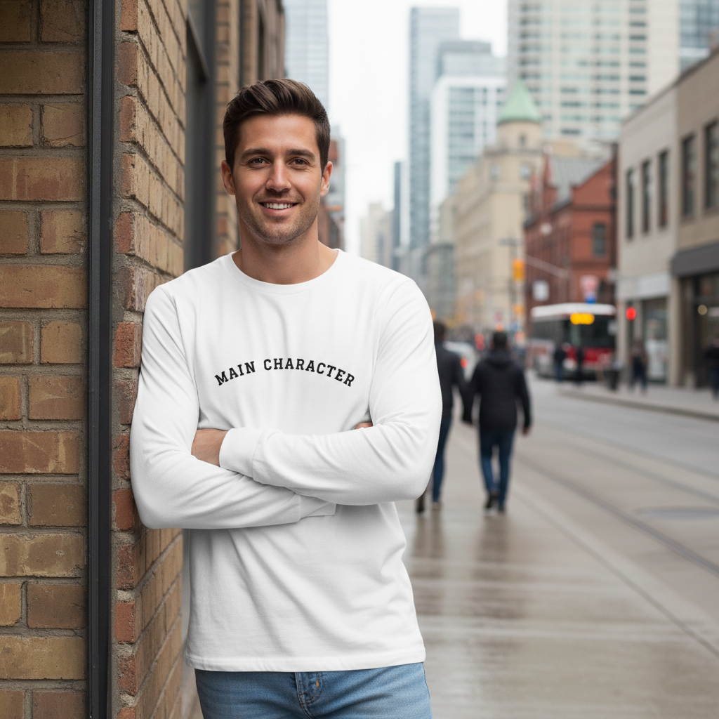 MAIN CHARACTER | White Long Sleeve, Black Embroidery