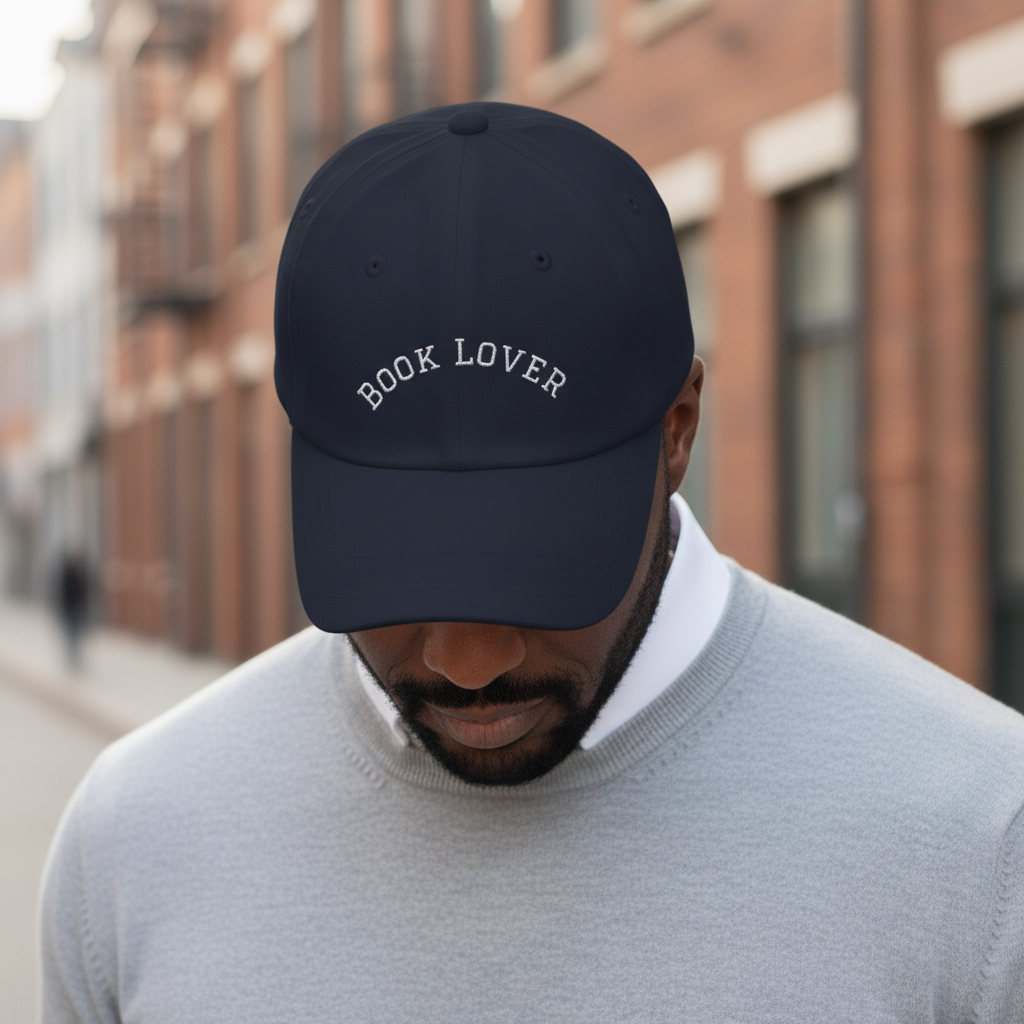 BOOK LOVER | Navy Hat, White Embroidery