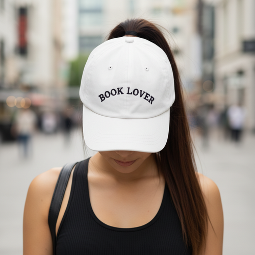 BOOK LOVER | White Hat, Black Embroidery