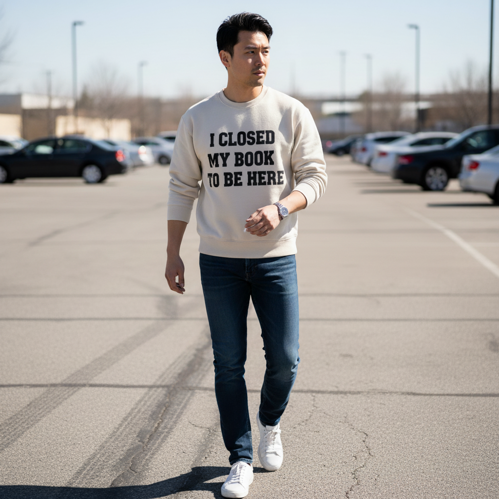 I CLOSED MY BOOK | White Sweatshirt