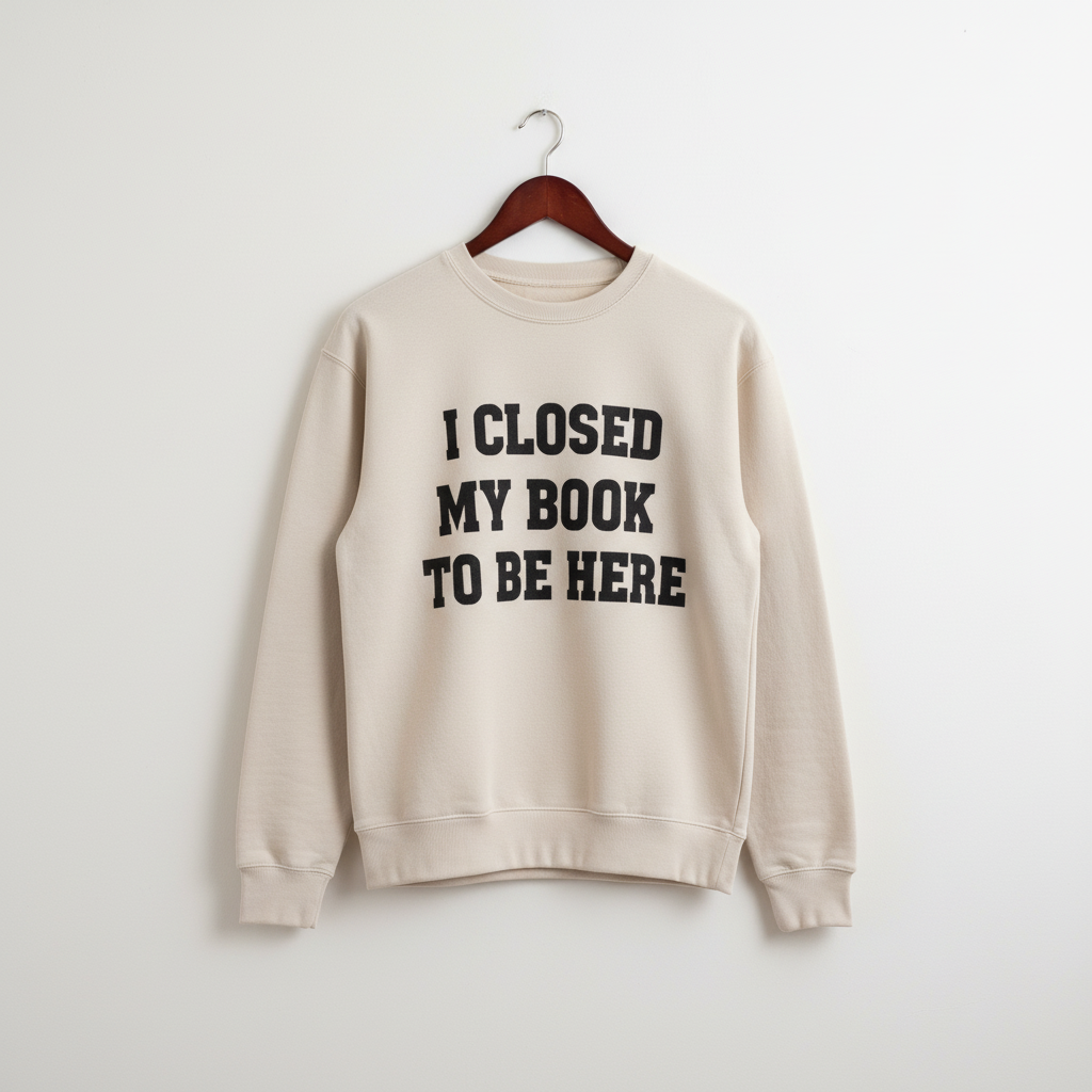 I CLOSED MY BOOK | White Sweatshirt