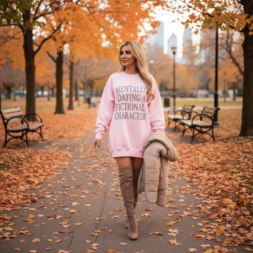 MENTALLY DATING A FICTIONAL CHARACTER | Pink Oversized Sweatshirt